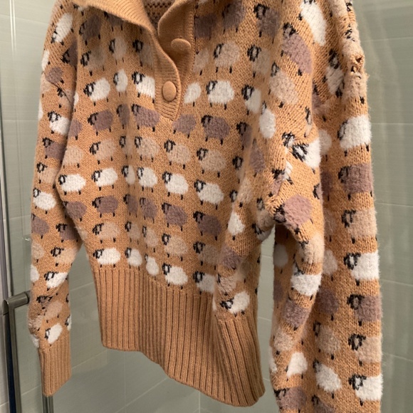 ZARA Jacquard Sheep Print Sweater - Picture 3 of 8